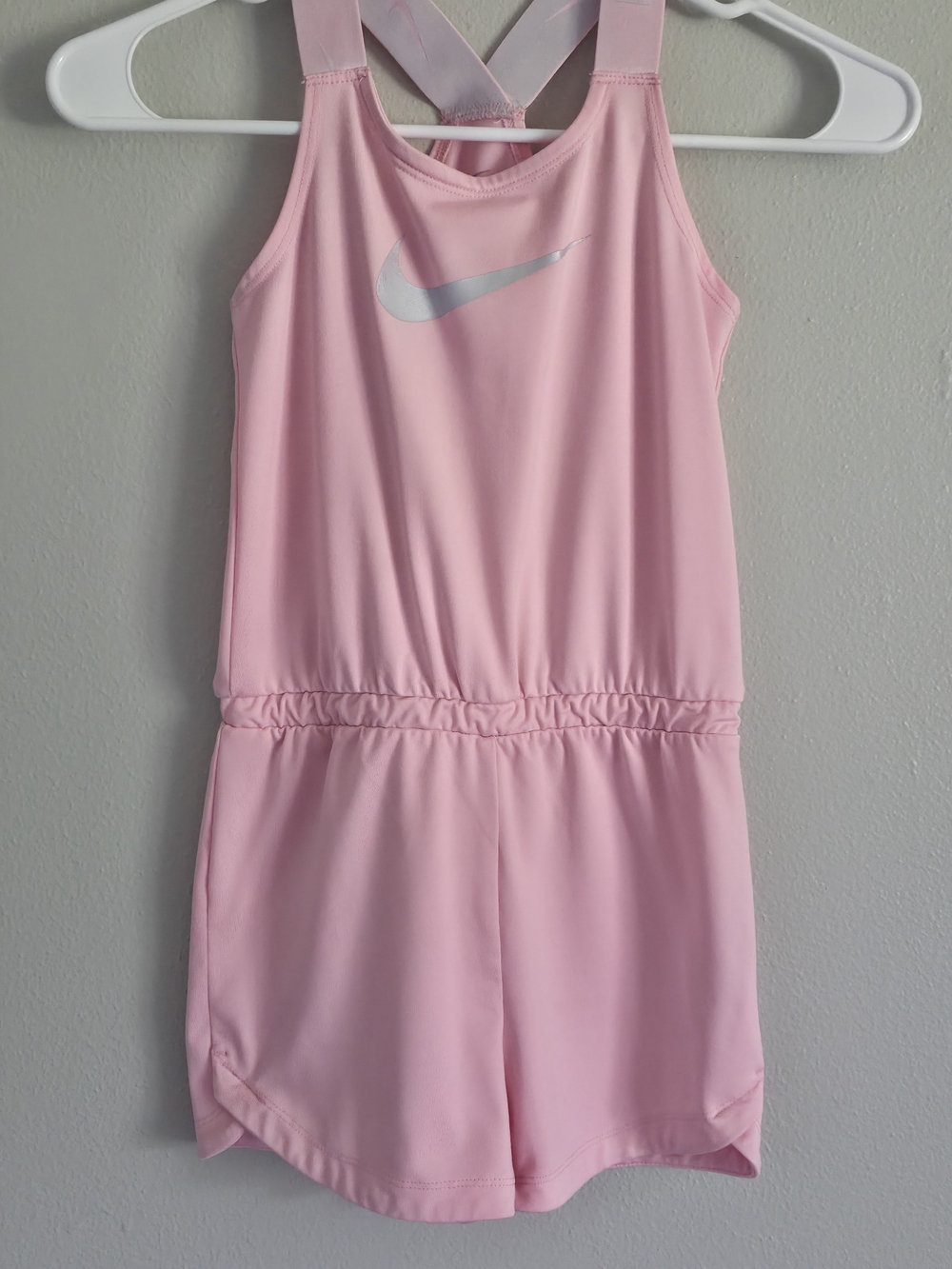 Nike Light Pink Girls' Active Romper with Swoosh